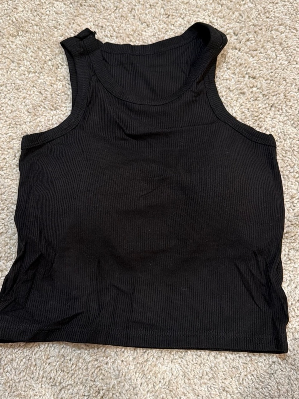 SHEIN Black Ribbed Tank Crop Top